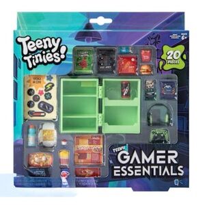 🎮set Teeny Tinies Gamer essentials NIP HTF headset controller mini fridge snacks